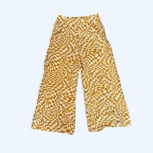 Linen Orange and White Geometric Patterned Pants